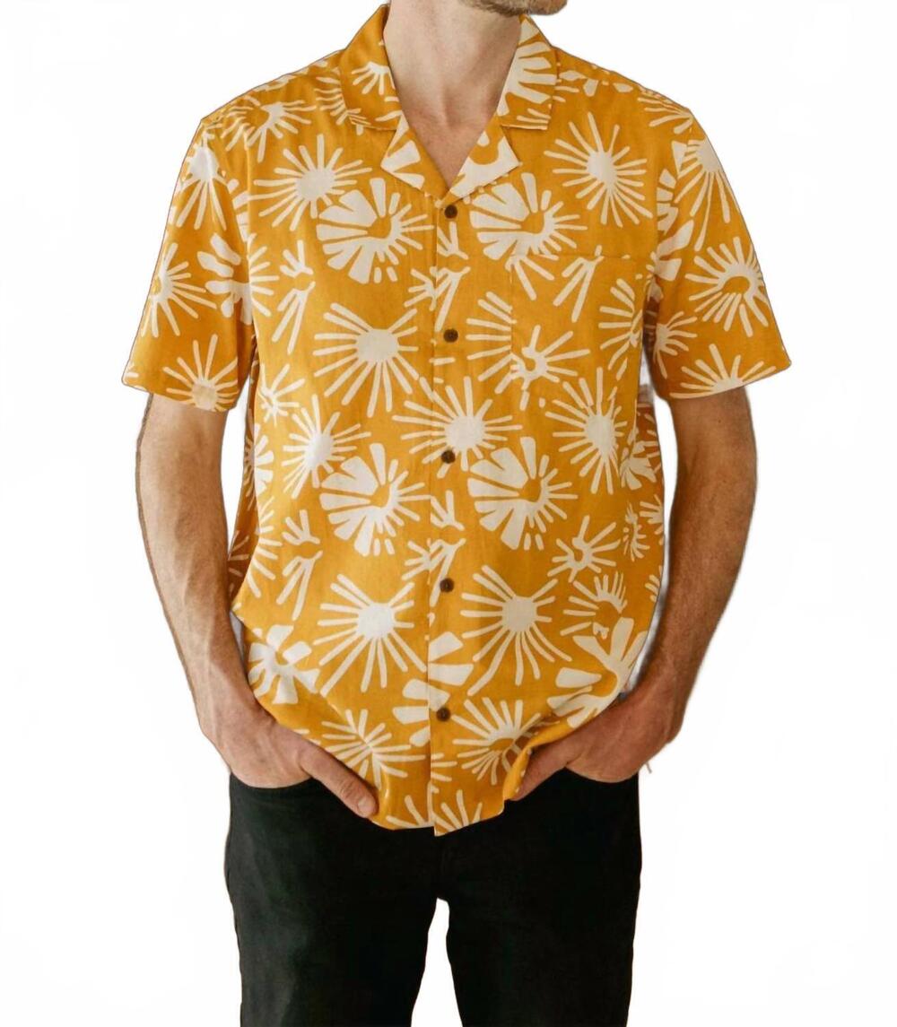NEW BRIDGE & BURN bodie short sleeve button down shirt in solar bloom